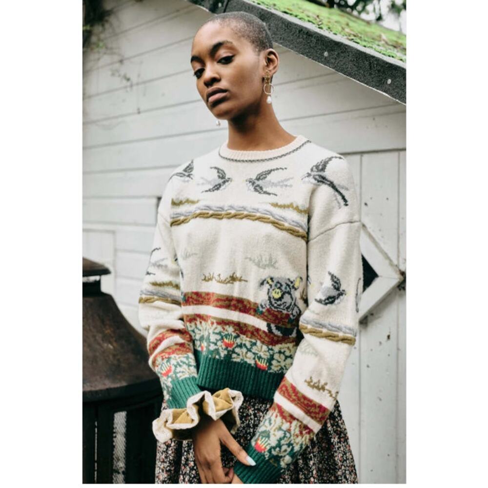 Anthropologie Meadows Farm Pullover Sweater Wool Small NEW